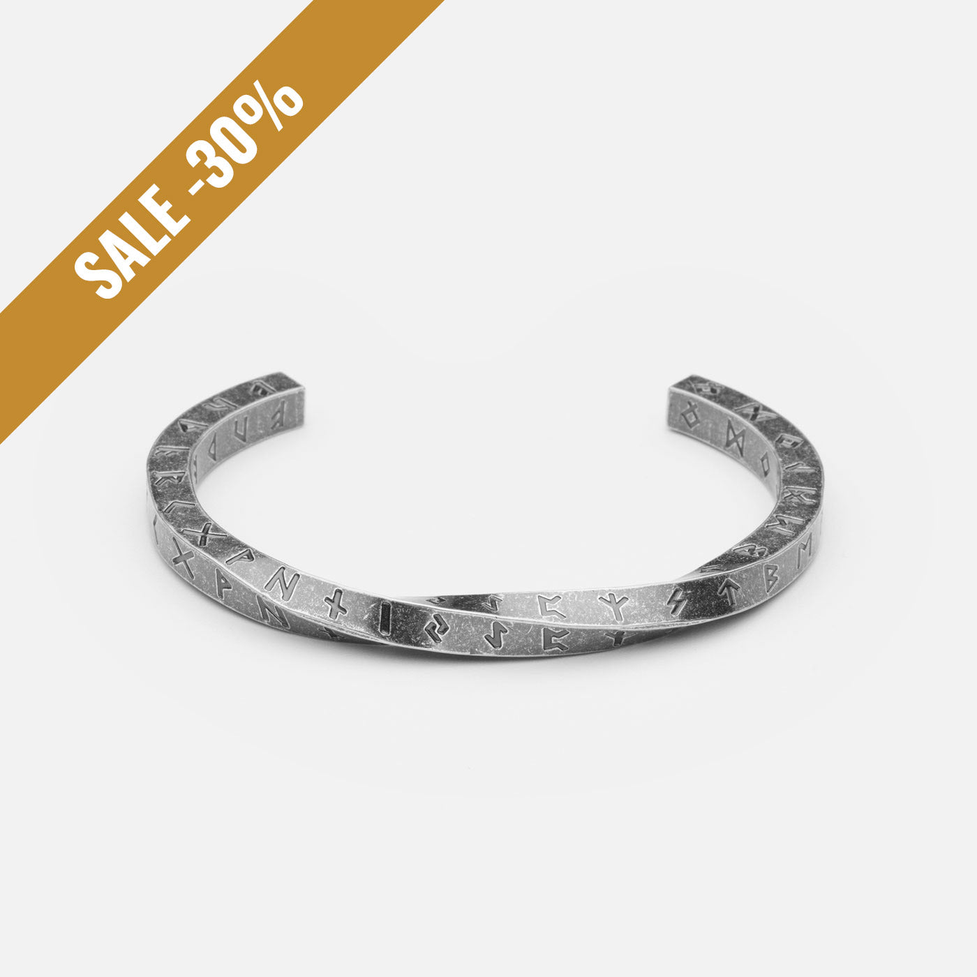 Stainless steel Rune Bracelet from Odin Trinkets, featuring engraved Elder Futhark runes in a minimalist open cuff design, symbolizing ancient Norse wisdom and Viking heritage.