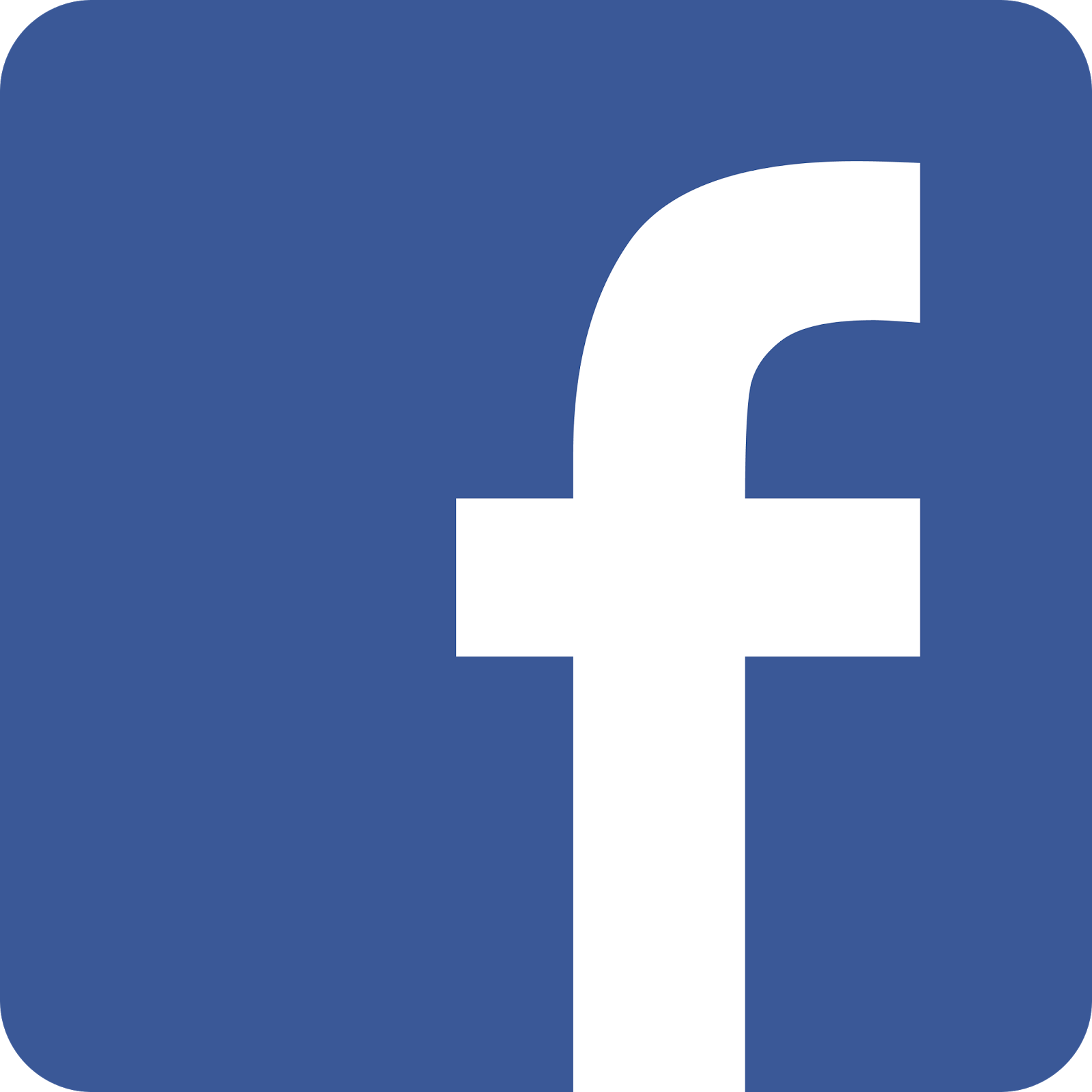 Facebook logo, a blue square with a white "f" icon in the center.